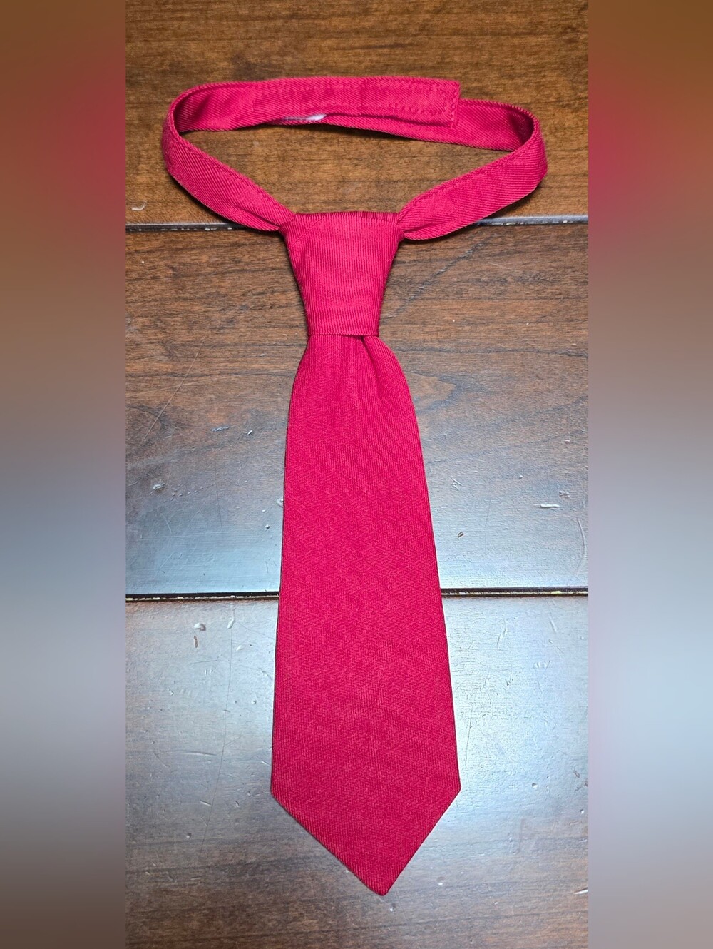 NWOT Red Boys Necktie w/ Velcro Burgundy Christmas Formal Uniform Holidays Tie